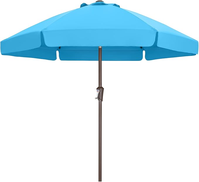 ABCCANOPY Patio Umbrella 7.5ft, Outdoor Table Umbrella with Push Button Tilt and Crank, 8 Ribs Umbrella for Patio Pool Garden Deck (Turquoise)