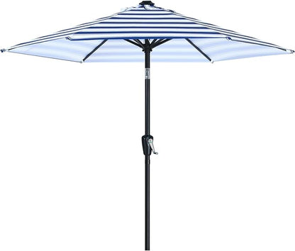 ABCCANOPY 7.5FT Outdoor Patio Umbrella, UV Protection Table Umbrella w/Crank for Easy Set Up, Suitable for Garden, Lawn, Deck & Backyard (Blue White Stripe)