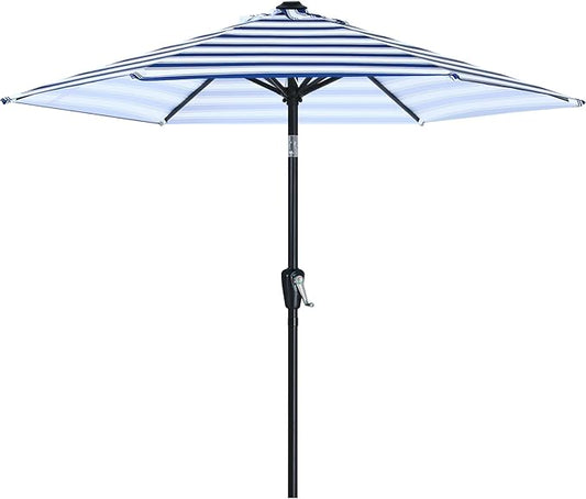 ABCCANOPY 7.5FT Outdoor Patio Umbrella, UV Protection Table Umbrella w/Crank for Easy Set Up, Suitable for Garden, Lawn, Deck & Backyard (Blue White Stripe)