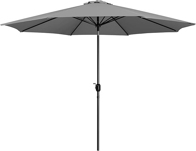 Yaheetech Patio Umbrella, 11FT Outdoor Table Market Umbrella with Push Button Tilt and Crank, Yard Umbrella with 8 Sturdy Ribs for Garden, Deck, Backyard, Pool, Gray
