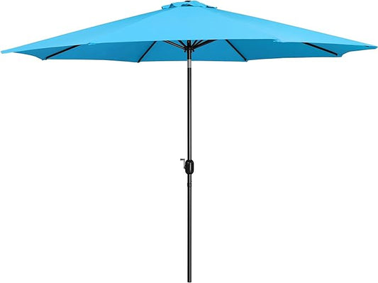 Yaheetech 11FT Patio Umbrella Outdoor Market Table Umbrella with Push Button Tilt & Crank for Garden/Lawn/Deck/Backyard/Pool/Beach, 8 Ribs, Sky Blue