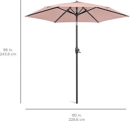 Best Choice Products 7.5ft Heavy-Duty Round Outdoor Market Table Patio Umbrella w/Steel Pole, Push Button Tilt, Easy Crank Lift - Rose Quartz