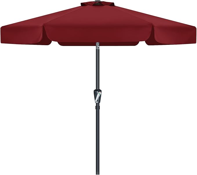 MASTERCANOPY Valance Patio Umbrella for Outdoor Table Market (7.5ft, Burgundy)