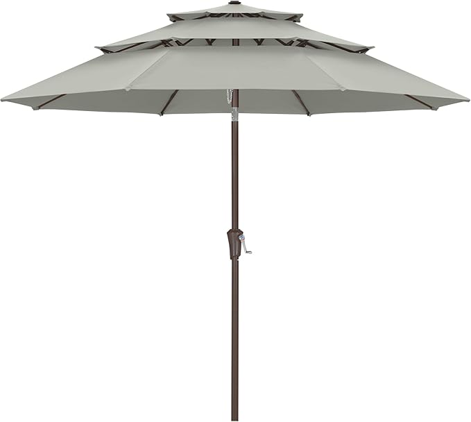 ABCCANOPY Patio Umbrellas 3 Tiers 10FT (Light Gray)