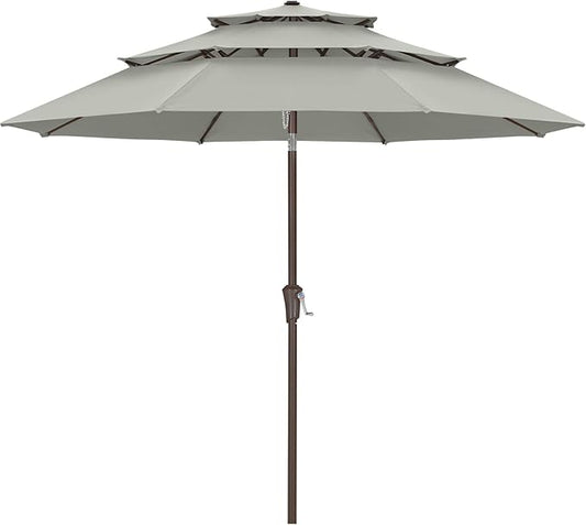 ABCCANOPY Patio Umbrellas 3 Tiers 10FT (Light Gray)