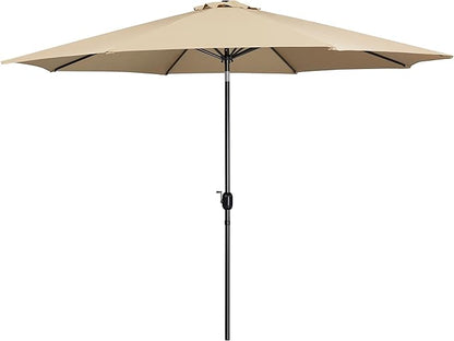 Yaheetech 11FT Patio Umbrella Outdoor Market Table Umbrella with Push Button Tilt & Crank for Garden/Lawn/Deck/Backyard/Pool/Beach, 8 Ribs, Tan