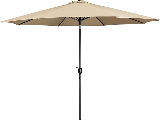 Yaheetech 11FT Patio Umbrella Outdoor Market Table Umbrella with Push Button Tilt & Crank for Garden/Lawn/Deck/Backyard/Pool/Beach, 8 Ribs, Tan