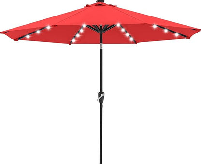 ABCCANOPY Durable Solar Led Patio Umbrellas with 24LED Lights 7.5FT with 6 Sturdy Ribs (Logo Red)