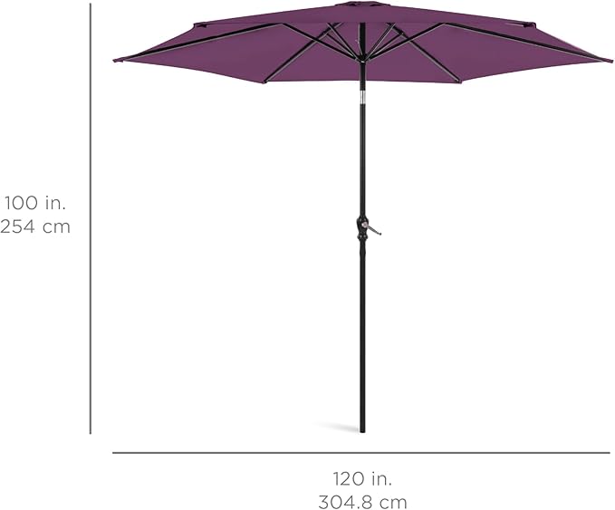 Best Choice Products 10ft Outdoor Steel Polyester Market Patio Umbrella w/Crank, Easy Push Button, Tilt, Table Compatible - Amethyst Purple