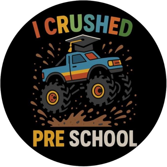 I Crushed Preschool Monster Truck Cap Preschool Graduation PopSockets Adhesive PopGrip