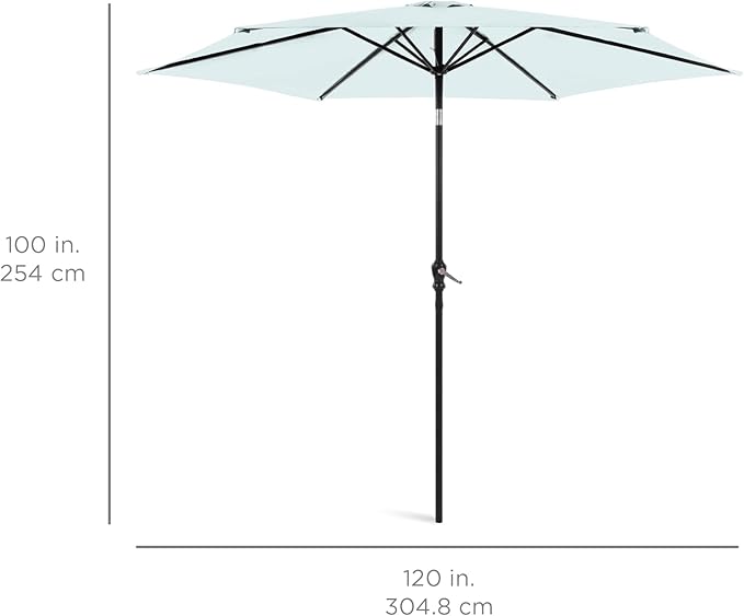 Best Choice Products 10ft Outdoor Steel Polyester Market Patio Umbrella w/Crank, Easy Push Button, Tilt, Table Compatible - Baby Blue