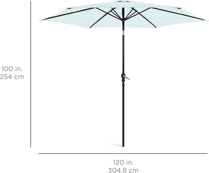 Best Choice Products 10ft Outdoor Steel Polyester Market Patio Umbrella w/Crank, Easy Push Button, Tilt, Table Compatible - Baby Blue