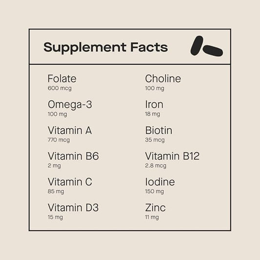 Modern Fertility Prenatal Multivitamin | Developed with OB-GYNs, Contains 12 Essential Nutrients for Support Before, During, and After Pregnancy, FSA HSA Approved | 30-Day Supply (60 Capsules)