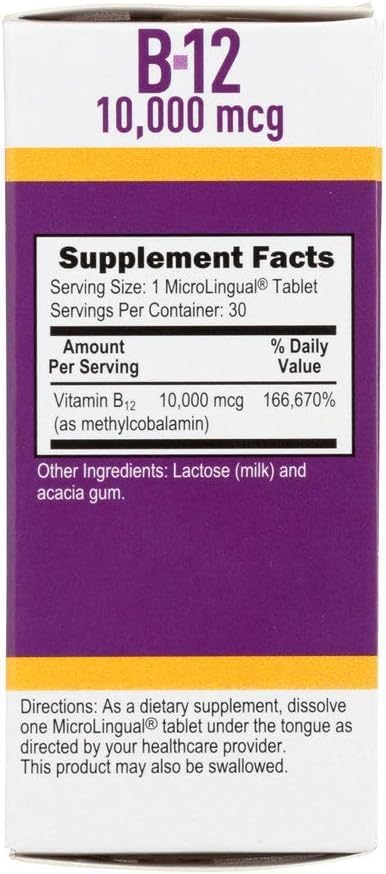 Superior Source No Shot Methylcobalamin B-12 10000 mcg - Vitamin B-12 to Support Energy Production, Brain Health & Overall Wellness - Sublingual Tablets for Quick Absorption - 30 Dissolving Tablets