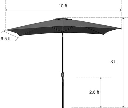 Blissun Rectangular Patio Umbrella, Table Market Umbrella with Tilt and Crank, Outdoor Umbrella for Garden, Deck, Backyard, Pool and Beach