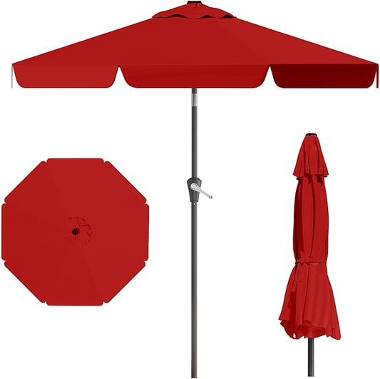 10FT Patio Umbrella Table Market Umbrella w/Tilt and Crank Outdoor Umbrellas for Garden, Deck, Backyard, Pool and Beach, Red