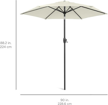 Best Choice Products 7.5ft Heavy-Duty Round Outdoor Market Table Patio Umbrella w/Steel Pole, Push Button Tilt, Easy Crank Lift - Ivory