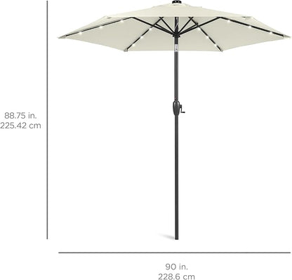 Best Choice Products 7.5ft Outdoor Solar Market Table Patio Umbrella for Deck, Pool w/Tilt, Crank, LED Lights - Ivory