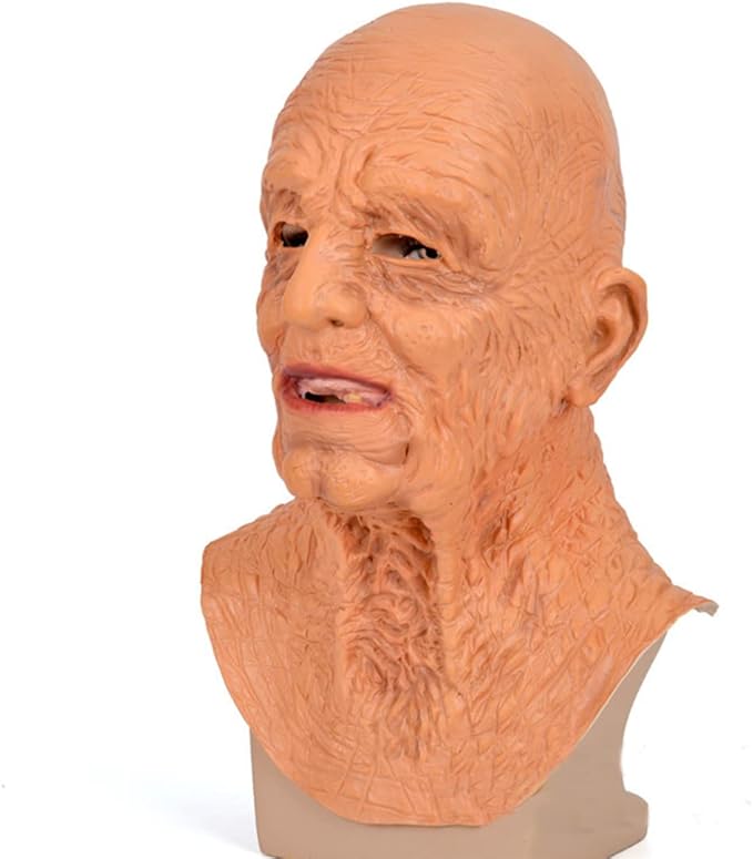 Realistic Old Man Mask Halloween Mask Scary Latex Old Man Grandpa Mask Halloween Wrinkle Face Mask