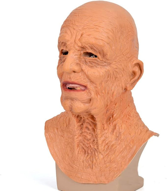 Realistic Old Man Mask Halloween Mask Scary Latex Old Man Grandpa Mask Halloween Wrinkle Face Mask