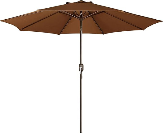 Blissun 9' Outdoor Patio Umbrella, Outdoor Table Umbrella, Yard Umbrella, Market Umbrella with 8 Sturdy Ribs, Push Button Tilt and Crank