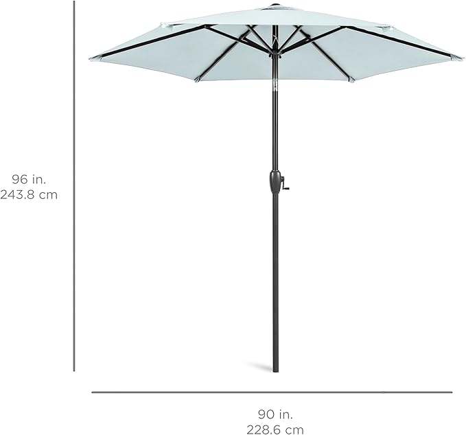 Best Choice Products 7.5ft Heavy-Duty Round Outdoor Market Table Patio Umbrella w/Steel Pole, Push Button Tilt, Easy Crank Lift - Baby Blue