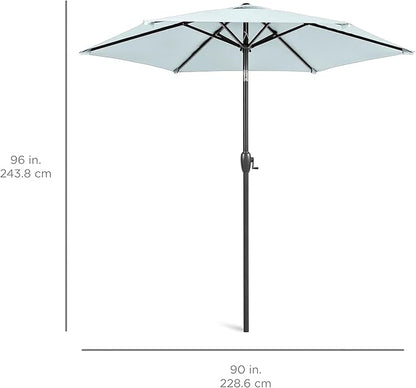 Best Choice Products 7.5ft Heavy-Duty Round Outdoor Market Table Patio Umbrella w/Steel Pole, Push Button Tilt, Easy Crank Lift - Baby Blue