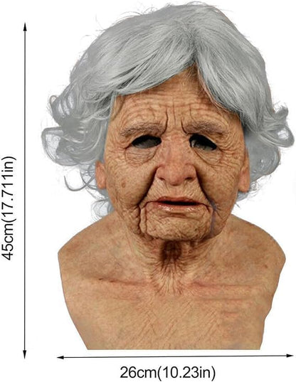 Halloween Mask Realistic Old Man Mask Creepy Human Latex Mask,Scary Wrinkle Halloween Cosplay Costume Mask Party Props