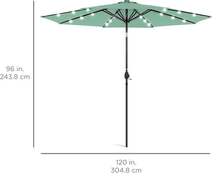 Best Choice Products 10ft Solar Polyester LED Lighted Patio Umbrella w/Tilt Adjustment and UV-Resistant Fabric - Seaglass
