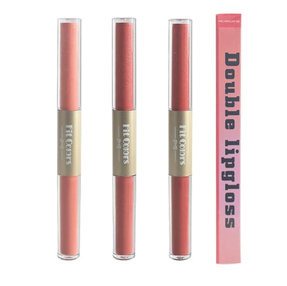 Double-end 2-in-1 Matte & Shimmery Lip Gloss Set, 3 PCS/Set (Set B, 3pcs)