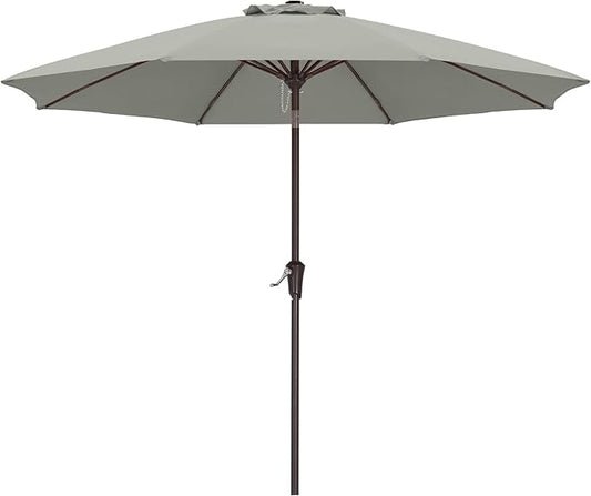 ABCCANOPY 9FT Outdoor Patio Umbrella, 8 Ribs Table Umbrella w/Crank for Easy Set Up, Suitable for Garden, Lawn, Deck & Backyard (Gray)