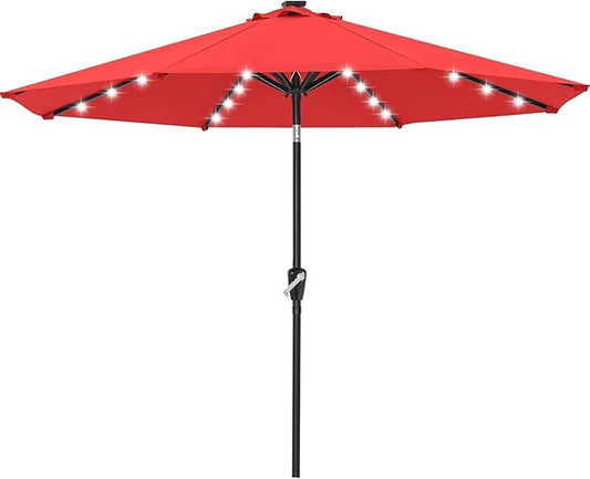 ABCCANOPY Outdoor 11FT Solar Led Patio Umbrellas with 32LED Lights (Red)