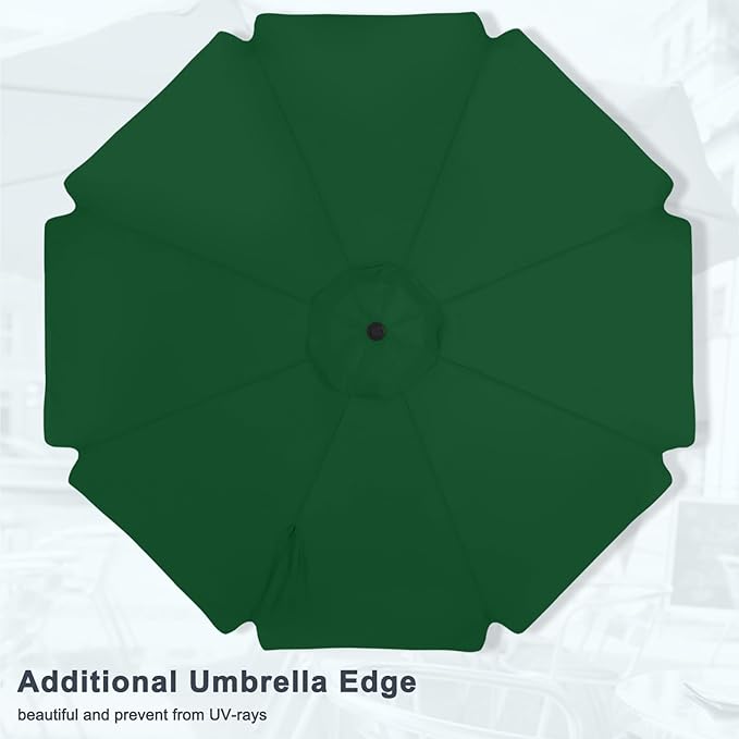 MASTERCANOPY Valance Patio Umbrella for Outdoor Table Market -8 Ribs (11ft,Forest Green)