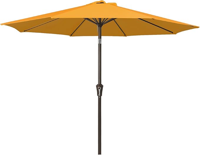 JEAREY 9FT Outdoor Patio Umbrella Outdoor Table Umbrella with Push Button Tilt and Crank, Market Umbrella 8 Sturdy Ribs UV Protection Waterproof for Garden, Deck, Backyard, Pool (Deep Orange)