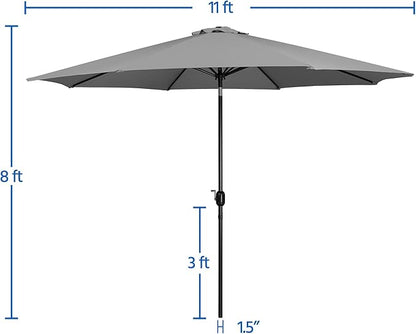 Yaheetech Patio Umbrella, 11FT Outdoor Table Market Umbrella with Push Button Tilt and Crank, Yard Umbrella with 8 Sturdy Ribs for Garden, Deck, Backyard, Pool, Gray