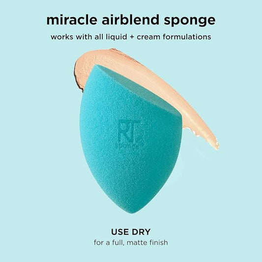Real Techniques 6 Pack Assorted Makeup Blending Sponges, 3 Miracle Makeup Sponges, For Blending, Baking, And Setting, Use With Foundation & Powder, Dewy or Matte Finish, Cruelty-Free