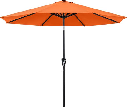 ABCCANOPY 9FT Outdoor Patio Umbrella, 8 Ribs Table Umbrella w/Crank for Easy Set Up, Suitable for Garden, Lawn, Deck & Backyard (Orange)