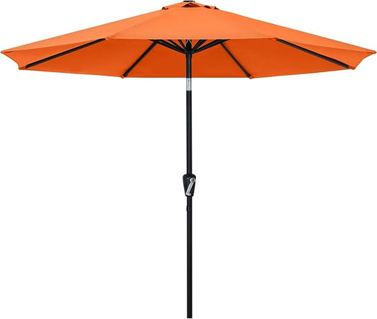 ABCCANOPY 9FT Outdoor Patio Umbrella, 8 Ribs Table Umbrella w/Crank for Easy Set Up, Suitable for Garden, Lawn, Deck & Backyard (Orange)