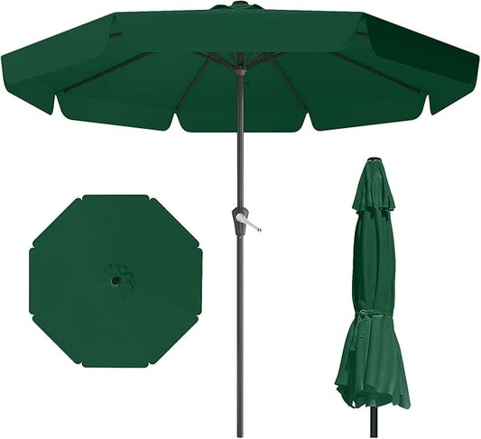 11FT Patio Umbrella Table Market Umbrella w/Crank Outdoor Umbrellas for Garden, Deck, Backyard, Pool and Beach, Dark Green