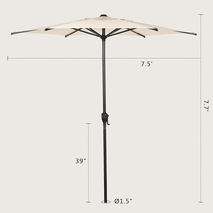 Abba Patio 7.5FT Lyon Outdoor Patio Umbrella Outdoor Table Umbrella with Push Button Tilt and Crank Market Umbrella 6 Sturdy Ribs UV Protection Waterproof for Garden Deck Backyard Pool Beige