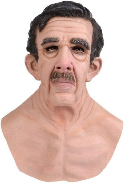 Realistic Old Man Mask Halloween Mask Scary Latex Old Man Grandpa Mask Halloween Wrinkle Face Mask