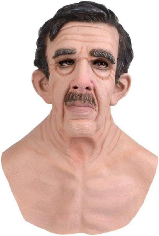 Realistic Old Man Mask Halloween Mask Scary Latex Old Man Grandpa Mask Halloween Wrinkle Face Mask