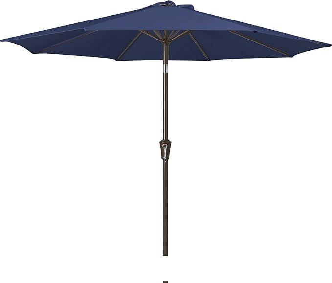 JEAREY 9FT Outdoor Patio Umbrella Outdoor Table Umbrella with Push Button Tilt and Crank, Market Umbrella 8 Sturdy Ribs UV Protection Waterproof for Garden, Deck, Backyard, Pool (Deep Blue)