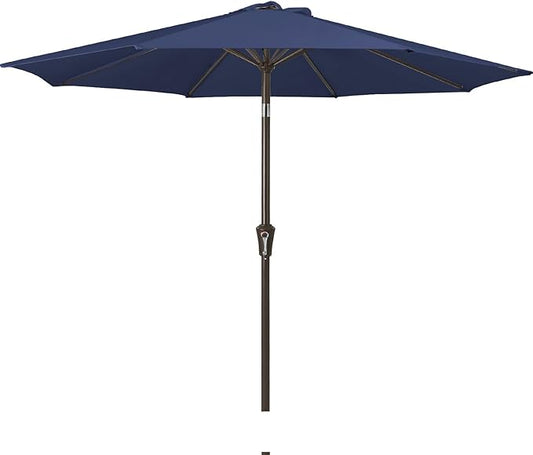 JEAREY 9FT Outdoor Patio Umbrella Outdoor Table Umbrella with Push Button Tilt and Crank, Market Umbrella 8 Sturdy Ribs UV Protection Waterproof for Garden, Deck, Backyard, Pool (Deep Blue)