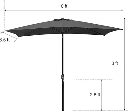 Blissun Rectangular Patio Umbrella, Table Market Umbrella with Tilt and Crank, Outdoor Umbrella for Garden, Deck, Backyard, Pool and Beach