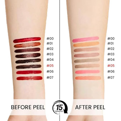 Matte Lip Stain Peel Off Lip Liner, Dark Brown Peel Off Lip Stain Tattoo,Long Lasting & Waterproof Peel Off Lip Gloss Lip Liner,Transfer-Proof All Skin Types.0.12 fl oz #05