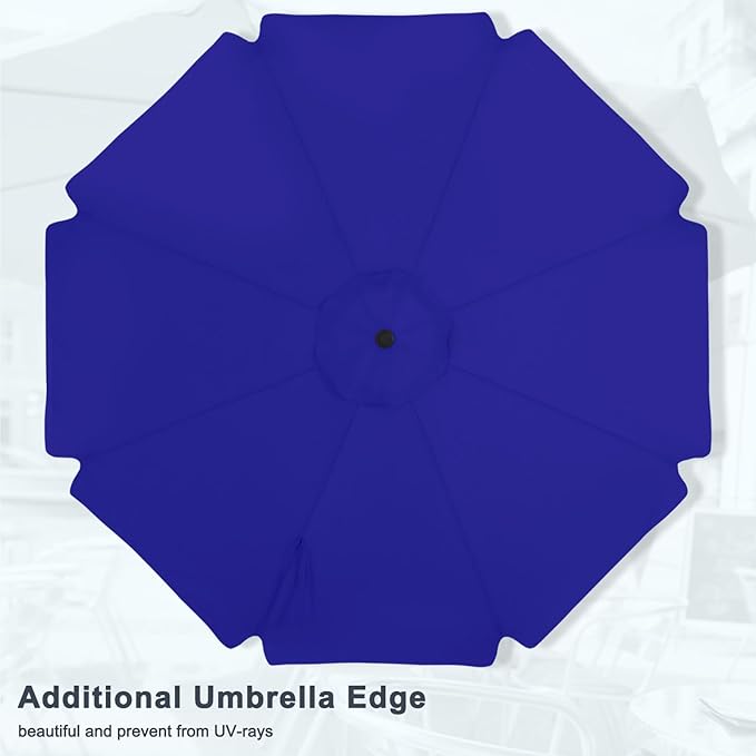 MASTERCANOPY Valance Patio Umbrella for Outdoor Table Market -8 Ribs (11ft,Blue)