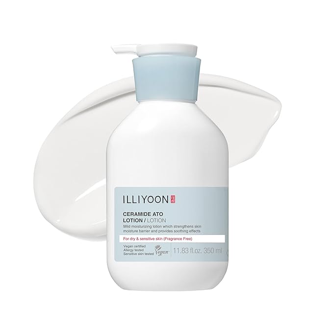 Illiyoon Ceramide Ato Lotion | Lightweight Moisturizer for Dry & Sensitive Skin, Barrier Repair for Face & Body, Mild for Babies, Vegan Certified, Korean Skin Care, 11.83 fl.oz.