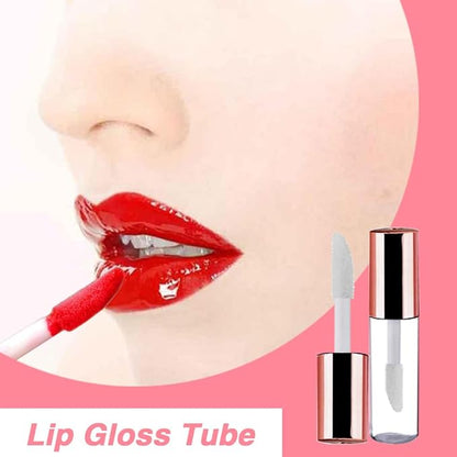 AMORIX 50PCS Mini Lip Gloss Tubes with Wand 1.2ml Empty Lip Gloss Containers Refillable Travel Lip Balm Bottles for Samples with 5ml Syringes DIY Lip Gloss Base + Tag Labels (Rose Gold)