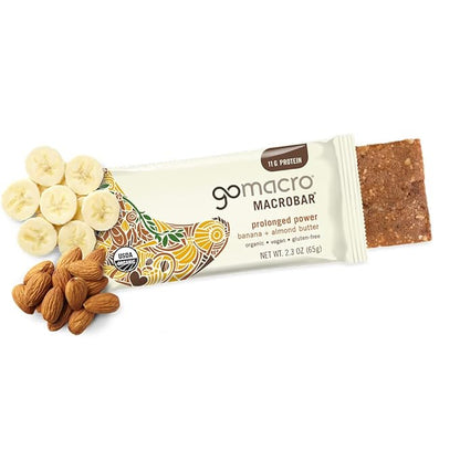 GoMacro MacroBar Organic Vegan Protein Bars - Banana + Almond Butter, (2.3 Ounce Bars, 12 Count)